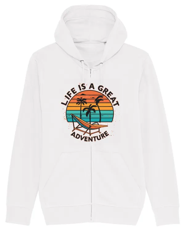 Life Is A Great Adventure Retro Sunset White