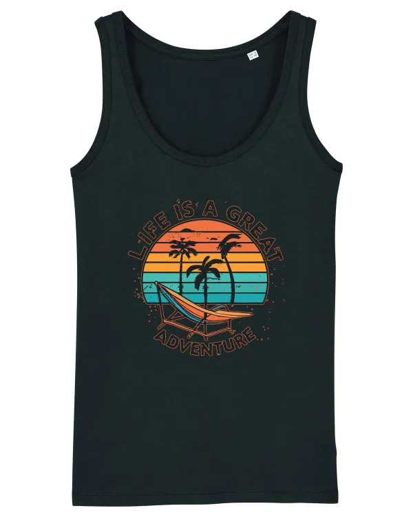 Life Is A Great Adventure Retro Sunset Black