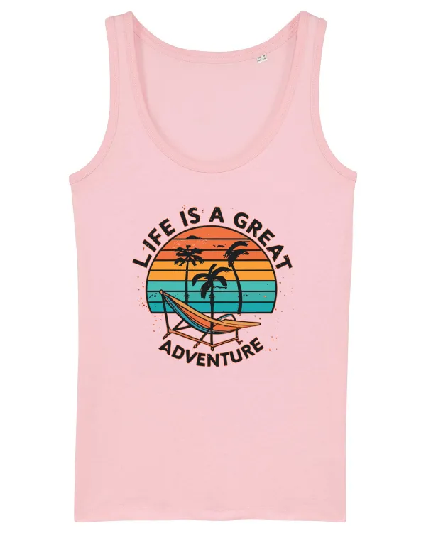 Life Is A Great Adventure Retro Sunset Cotton Pink
