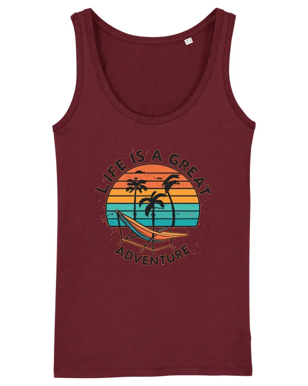 Life Is A Great Adventure Retro Sunset Burgundy