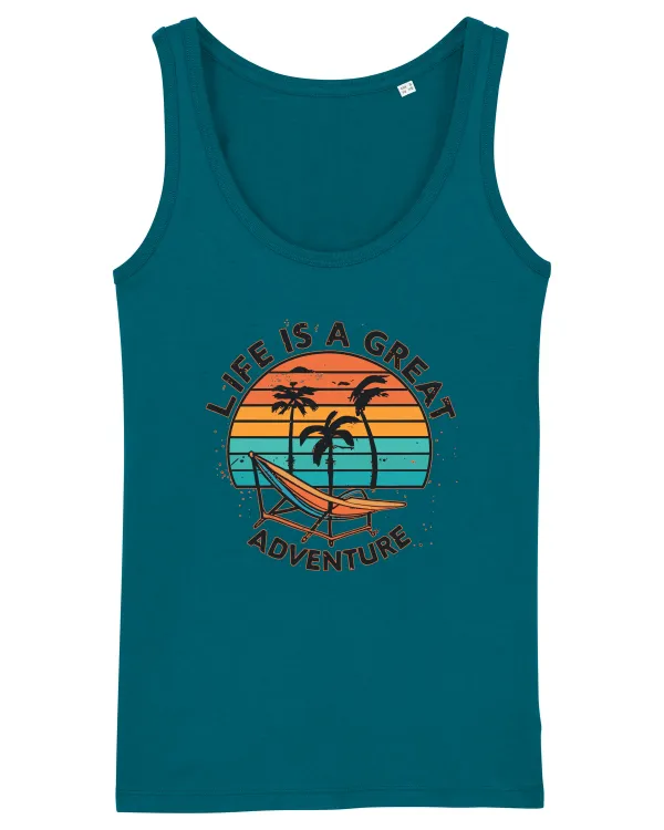 Life Is A Great Adventure Retro Sunset Ocean Depth