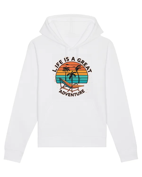 Life Is A Great Adventure Retro Sunset White