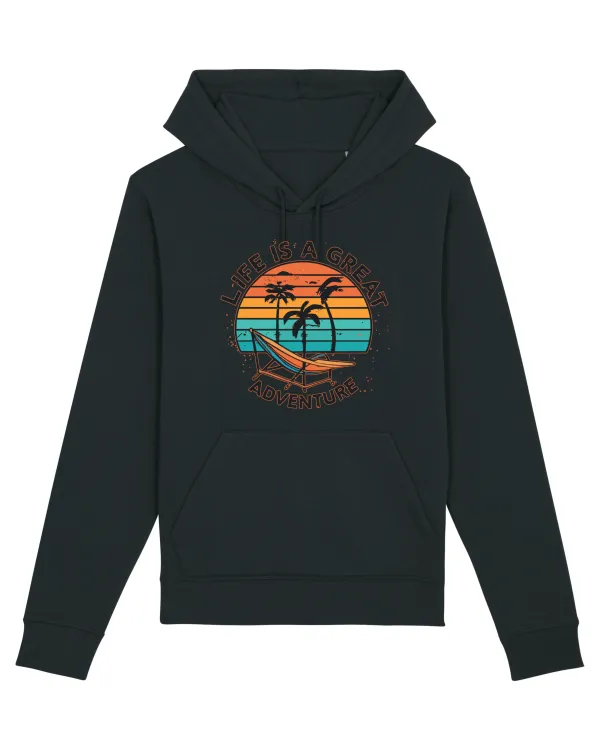 Life Is A Great Adventure Retro Sunset Black