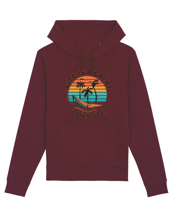 Life Is A Great Adventure Retro Sunset Burgundy