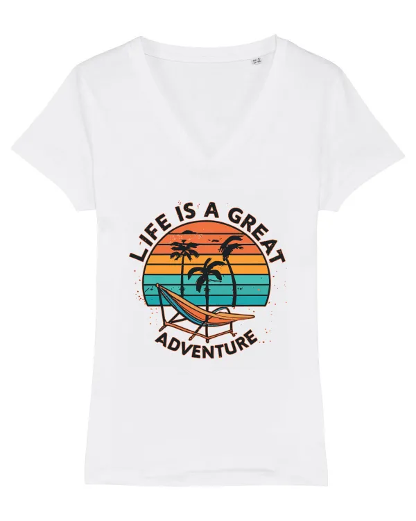 Life Is A Great Adventure Retro Sunset White