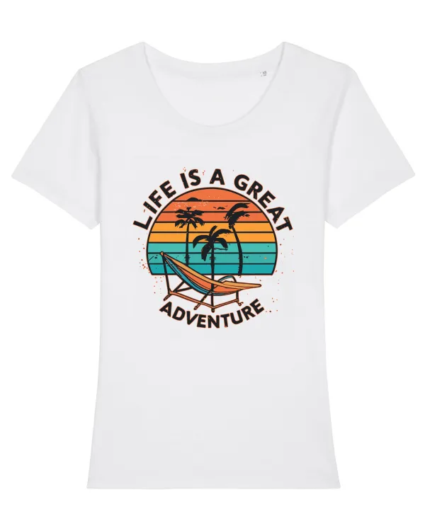 Life Is A Great Adventure Retro Sunset White