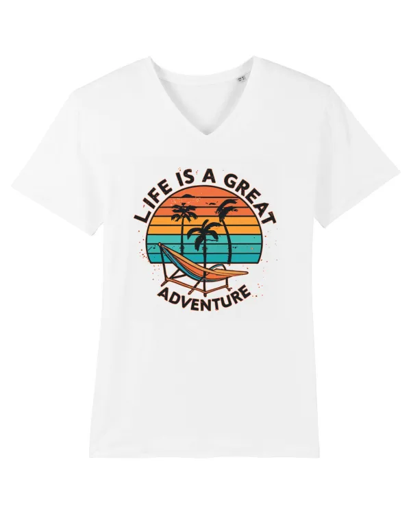 Life Is A Great Adventure Retro Sunset White
