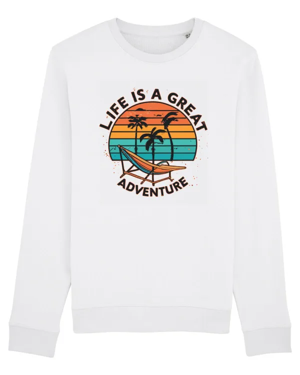 Life Is A Great Adventure Retro Sunset White