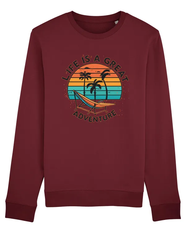 Life Is A Great Adventure Retro Sunset Burgundy