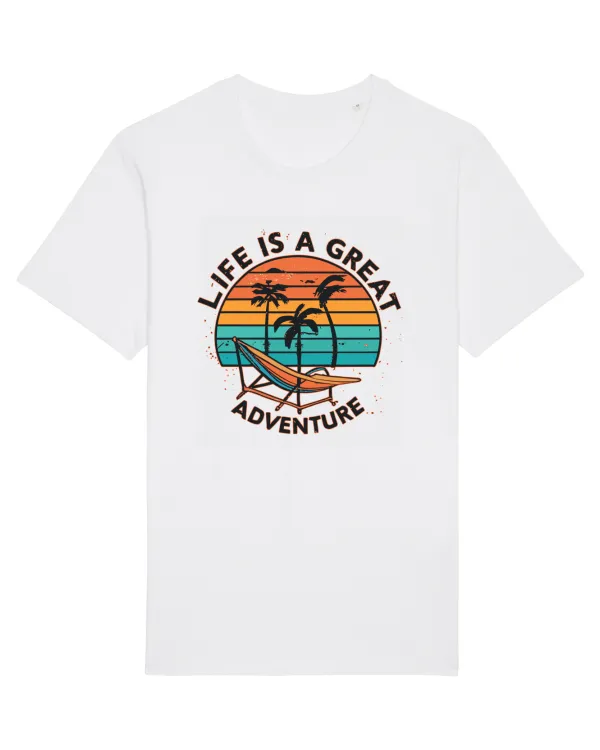 Life Is A Great Adventure Retro Sunset White
