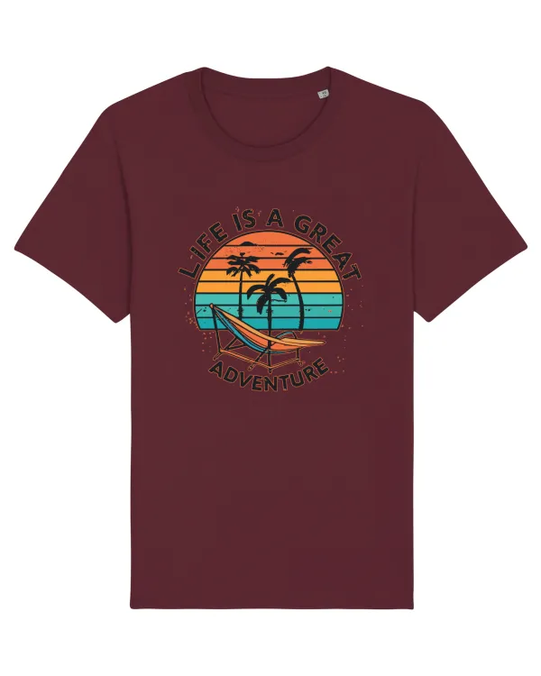 Life Is A Great Adventure Retro Sunset Burgundy