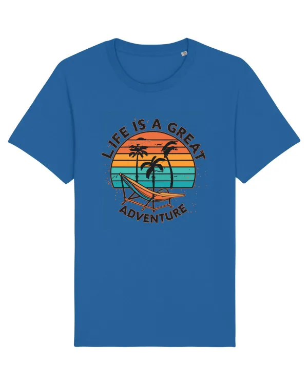 Life Is A Great Adventure Retro Sunset Royal Blue