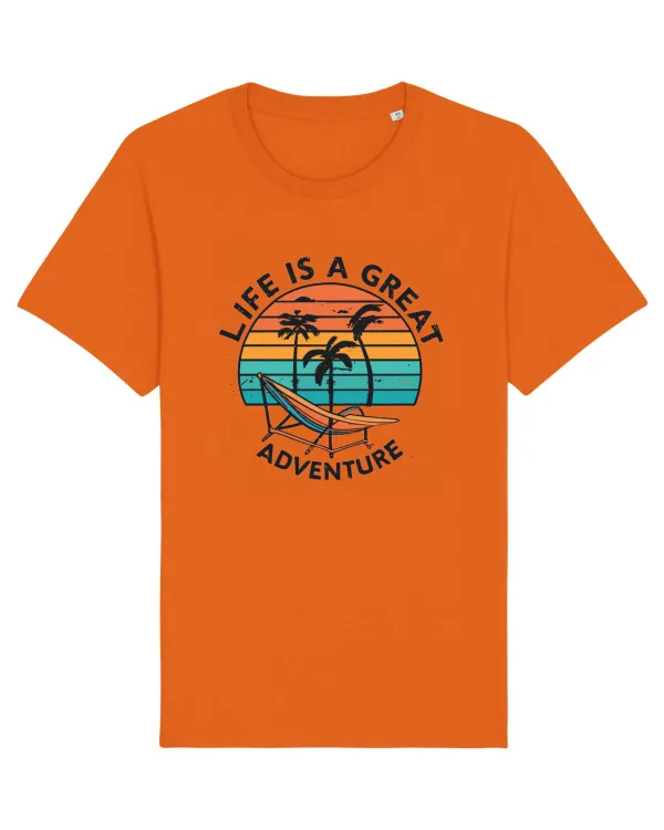 Life Is A Great Adventure Retro Sunset Bright Orange