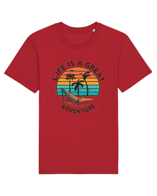 Life Is A Great Adventure Retro Sunset Red