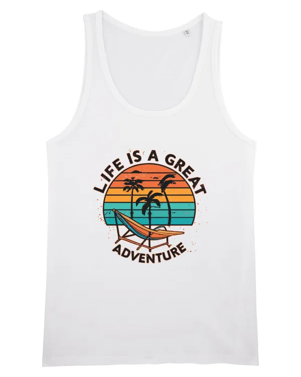 Life Is A Great Adventure Retro Sunset White