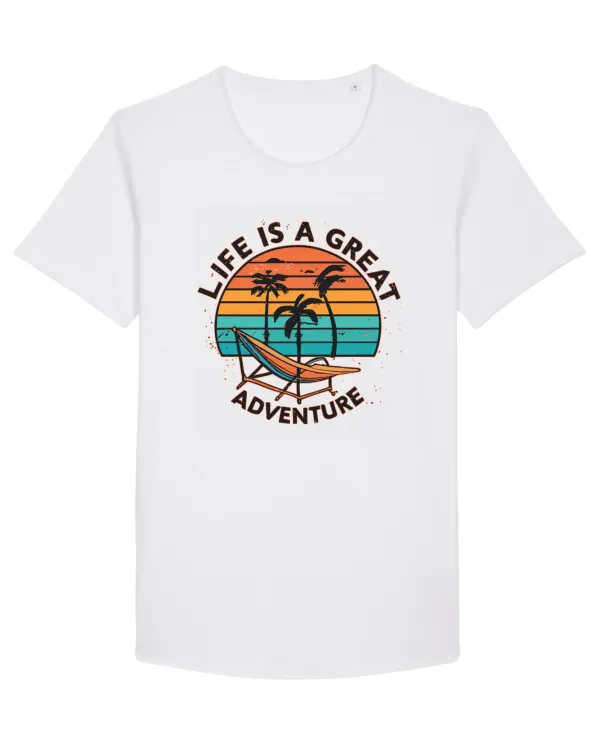 Life Is A Great Adventure Retro Sunset White