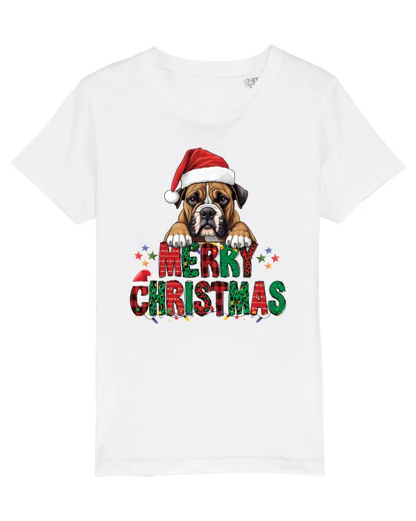 cu urări de Crăciun si cățel Boxer Tricou mânecă scurtă  Copii Mini Creator