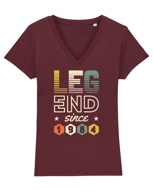 Legend since 1984 - Cadou aniversar 1984 Tricou mânecă scurtă guler V Damă Evoker