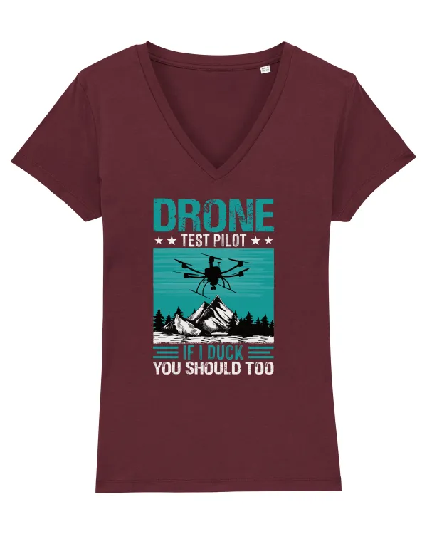 pt pasionații de drone - Drone test pilot Tricou mânecă scurtă guler V Damă Evoker