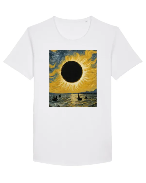 Stary Night Solar Eclipse  Tricou mânecă scurtă guler larg Bărbat Skater