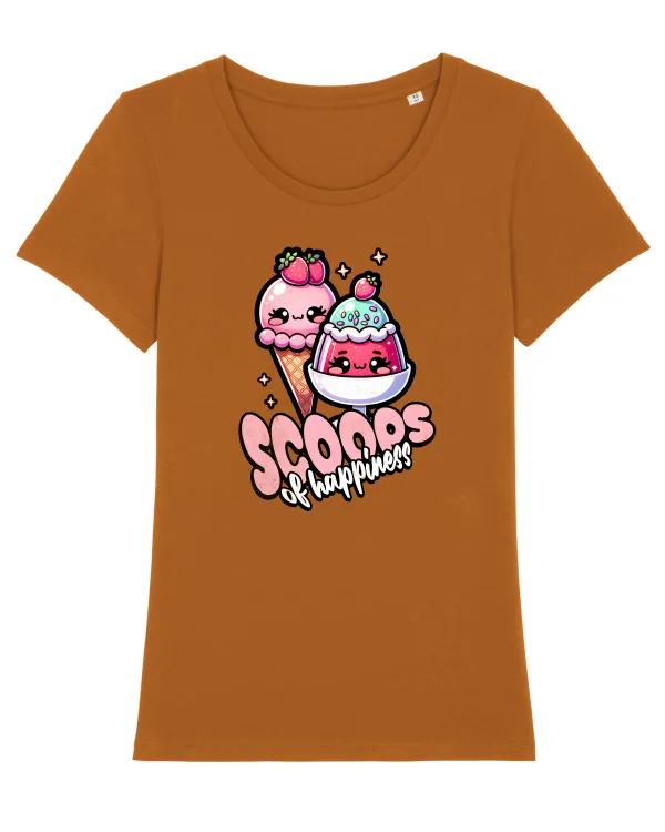 Cupe de înghețată fericire Kawaii Tricou mânecă scurtă guler larg fitted Damă Expresser
