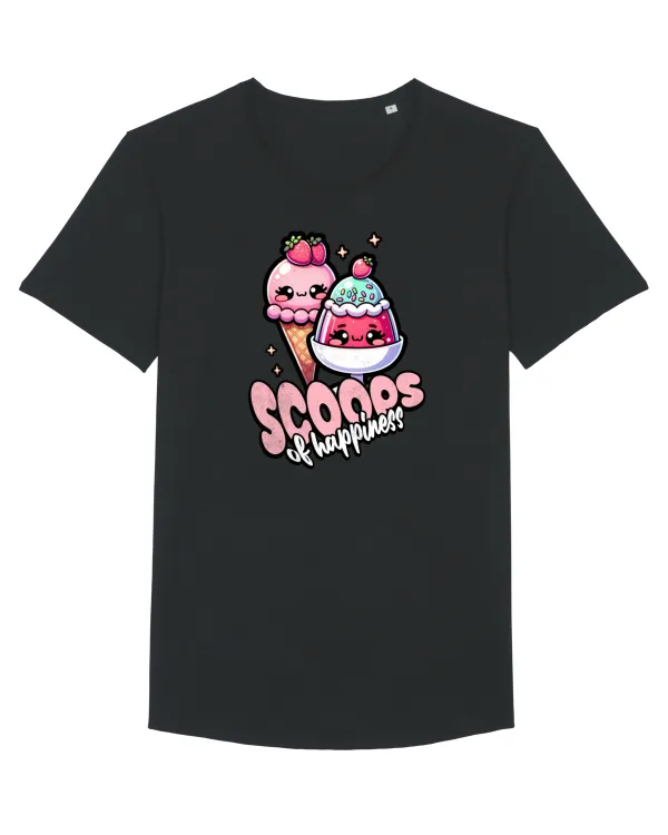 Cupe de înghețată fericire Kawaii Tricou mânecă scurtă guler larg Bărbat Skater