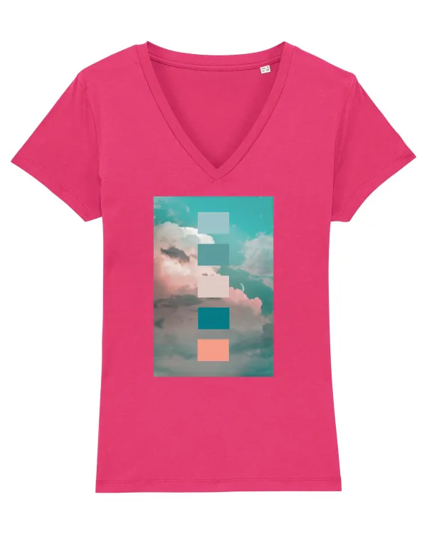 Serene Sky Tricou mânecă scurtă guler V Damă Evoker