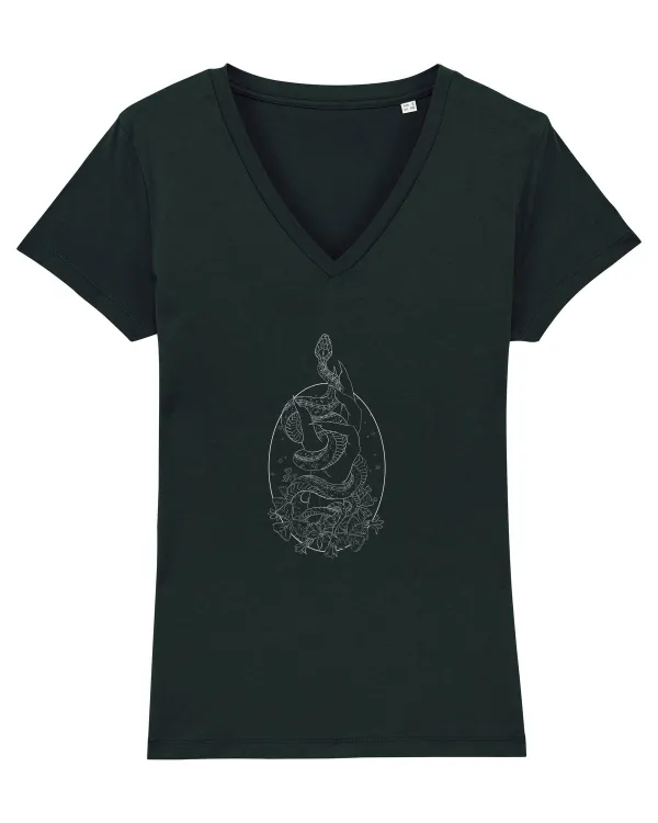 Șarpe aesthetic Tricou mânecă scurtă guler V Damă Evoker