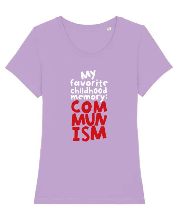 My favourite childhood memory: Communism (white) Tricou mânecă scurtă guler larg fitted Damă Expresser