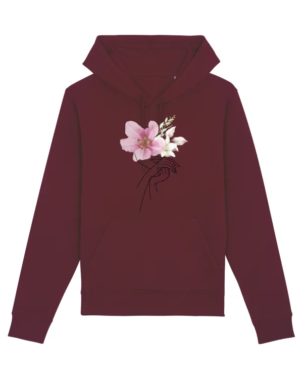 Pink Floral Hands Burgundy