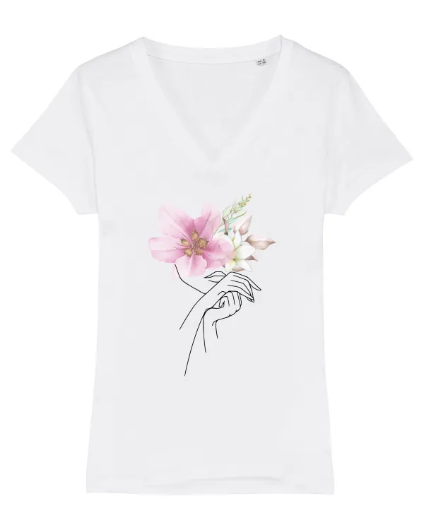 Pink Floral Hands White