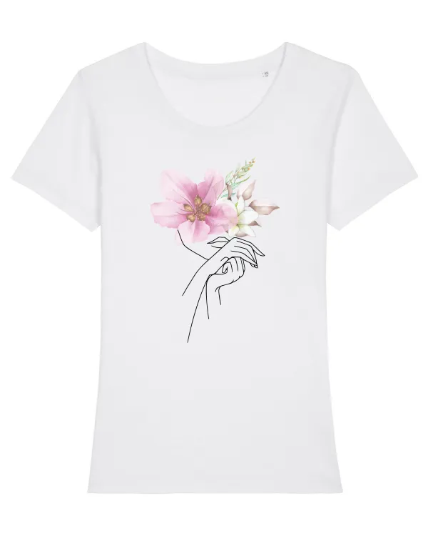 Pink Floral Hands White