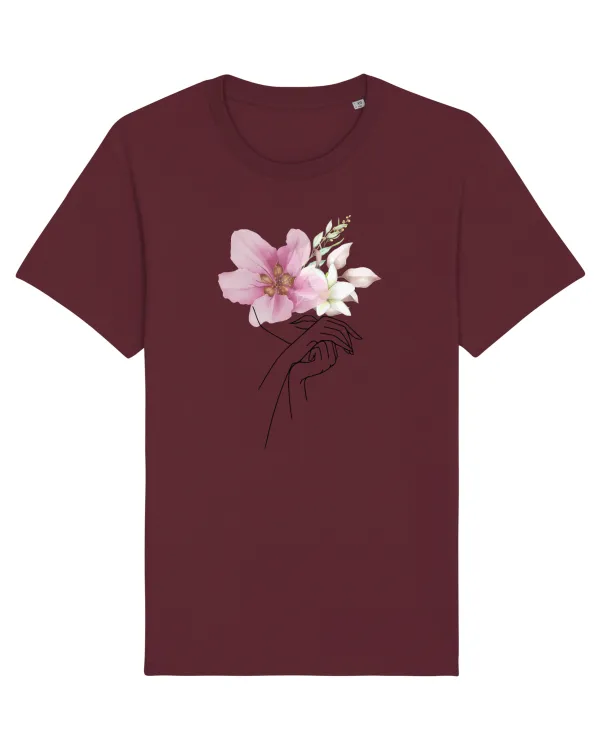 Pink Floral Hands Burgundy