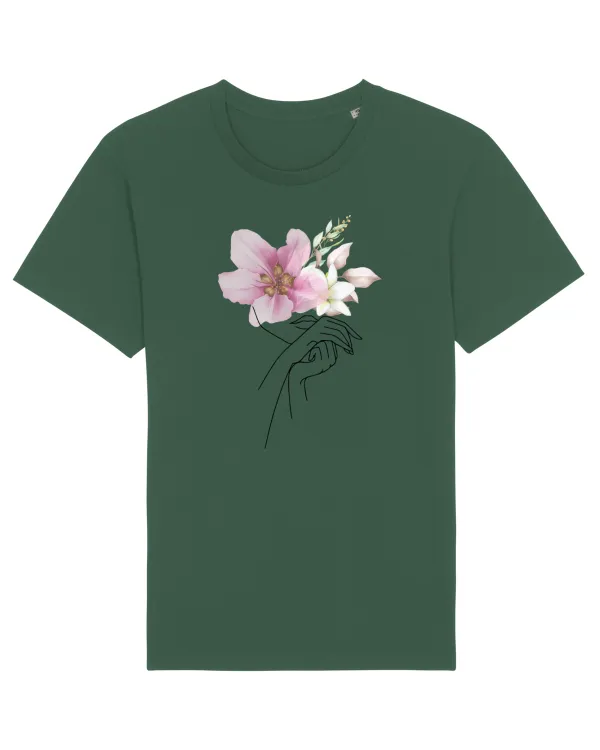 Pink Floral Hands Bottle Green