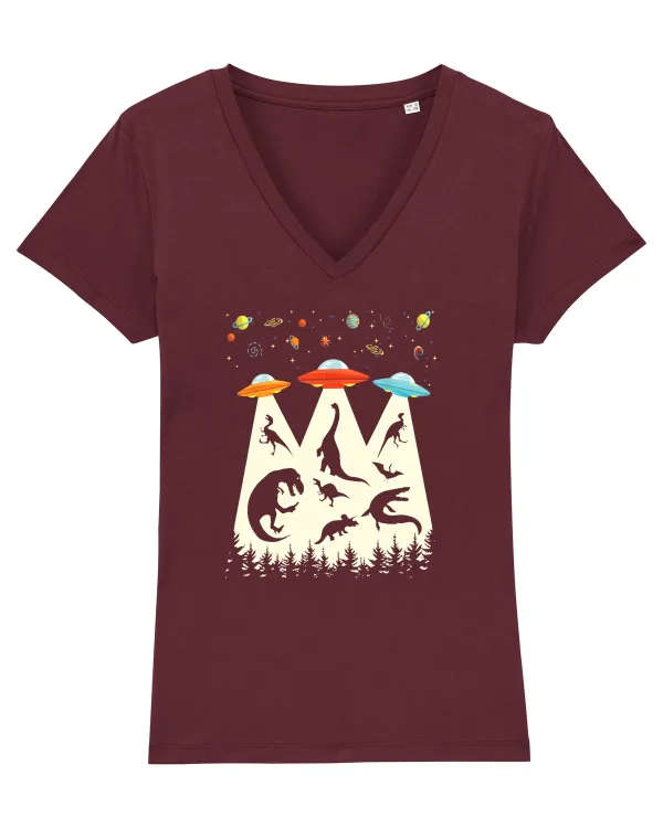 Alien Dinosaur Abduction  Burgundy