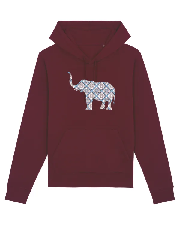 Elephant Blue Ceramic Ornament Burgundy