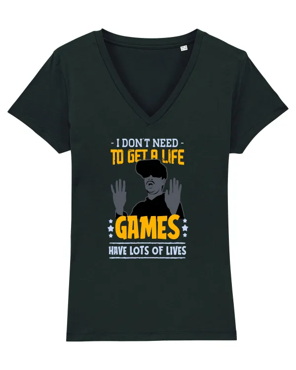 Games Have Lots Of Lives Tricou mânecă scurtă guler V Damă Evoker