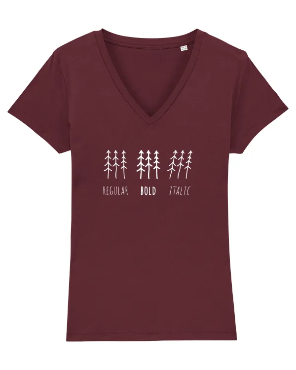 Know Your Forests - Regular Bold Italic Tricou mânecă scurtă guler V Damă Evoker