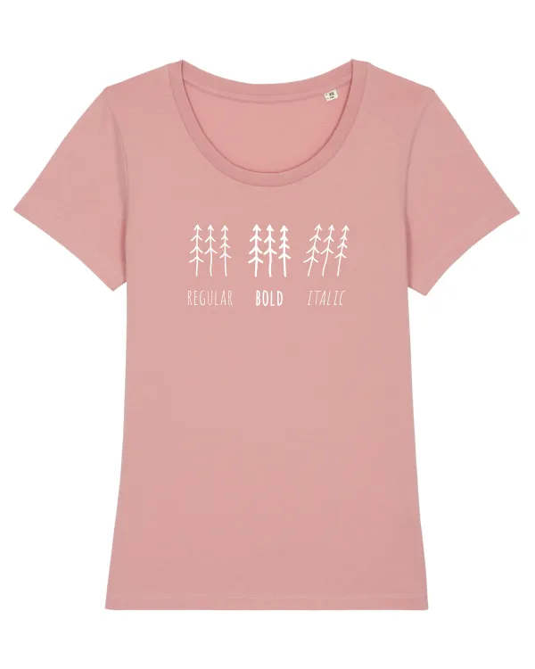 Know Your Forests - Regular Bold Italic Tricou mânecă scurtă guler larg fitted Damă Expresser