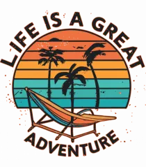 Life Is A Great Adventure Retro Sunset